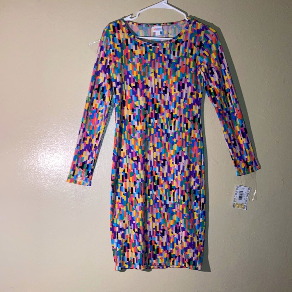 NWT LulaRoe Debbie Geometric Color Block  Bodycon Dress Size XXS